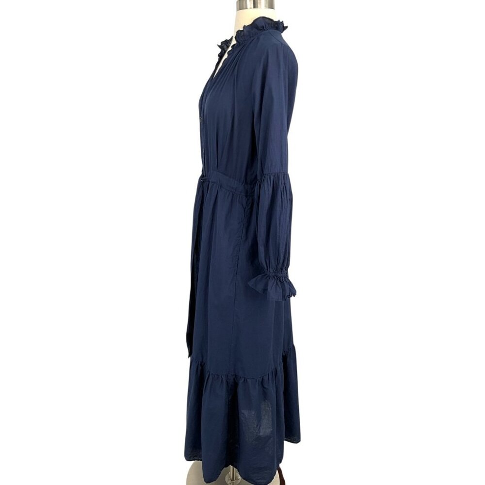Xirena Lark Dress Navy Blue Maxi Button Down Belted Long Sleeve Size Small S - Picture 4 of 11